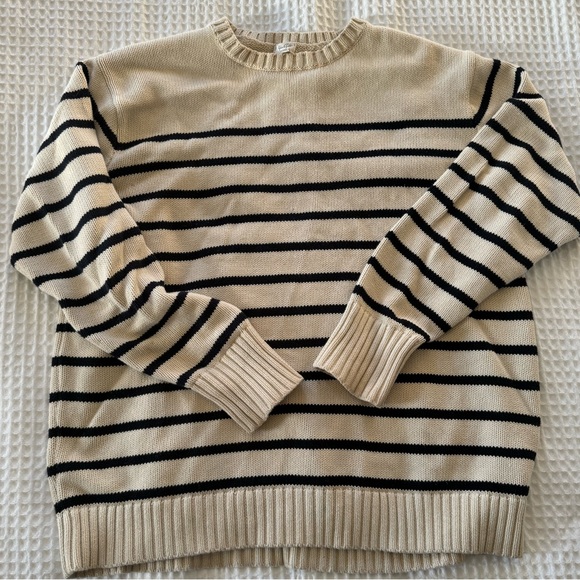 Brandy Melville Sweaters - Brandy Melville John Galt White & Blue Striped Brianna
Sweater 100% Cotton